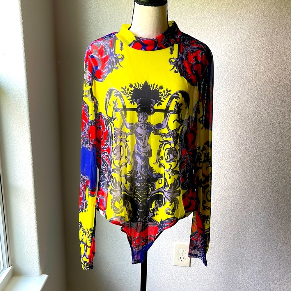 Bright Sheer Knit Mesh Bodysuit